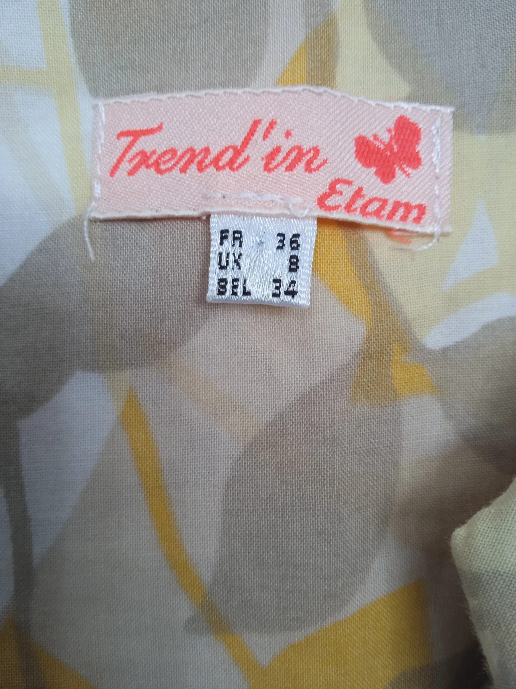 Straight summer dress in yellow and beige tones Etam size 36 – photo 4